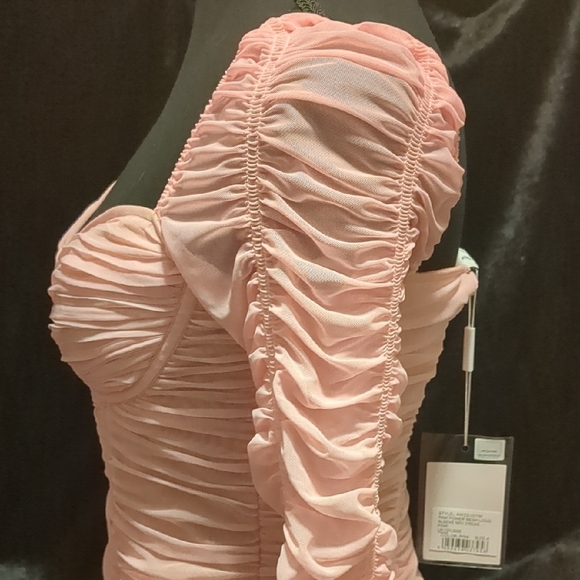 Self-Portrait Pink Ruched Long Sleeve Dress - Picture 9 of 11